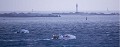 Bateaux peche dans le Raz de Sein a la tombee de la nuit