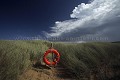 Lifebuoy in Sand Dunes of the Quiberon Peninsula. Morbihan.