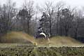 Livestock Waste Spreading in Field. Brittany. France