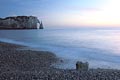 Normandy / Etretat / Cliffs & Shingle Beach at dusk