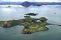 Lake Myvatn : pseudo-craters, Photographied from the sky.