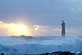 Nividic Lighthouse during a winter storm in january