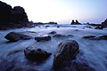 Pern Point. Rising Tide among the rocks.