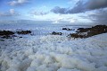 Tempete hivernale à la pointe de la torche (Finistere). Baie d'Audierne.
De la neige sur plage ? Non juste la mousse et les embruns...
Haut lieu du surf et Kite-surf en Bretagne... Sauf ce jour-là : L'avant vieille de cette image, deux surfeurs se sont noyés ici... Faut dire qu'avec un vent de force 9... 
Bretagne. France. Atlantique 
 bord de mer 
 Bretagne 
 cote 
 eau 
 Finistere 
 France 
 littoral 
 mer 
 ocean 
 tempete 
 Torche 
 vagues 