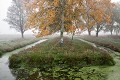 Paysage rural traditionnel du marais Poitevin en automne. Zone du Marais dessèché. Vendée. France. 
 Dixmérie 
 France 
 Stages 
 Vendée 
 agriculture 
 brume 
 cabane verte 
 campagne 
 desséché 
 marais 
 poitevin 
 rural 
 France, 
 Poitou-Charente,  