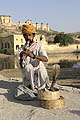 Fort d'Ambert. Rajasthan.
Faut-il rappeler que les serpents sont totalement sourds !?! reptile tourisme Ambert charmeur serpent cobra panier Inde Rajasthan sourd oreille Jaïpur flute musique nature protection tradition 