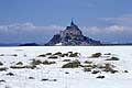 Image assez rare de la baie du Mont Saint Michel sous la neige... et le soleil... Mont Saint Michel neige littoral hiver météo climat Normandie 