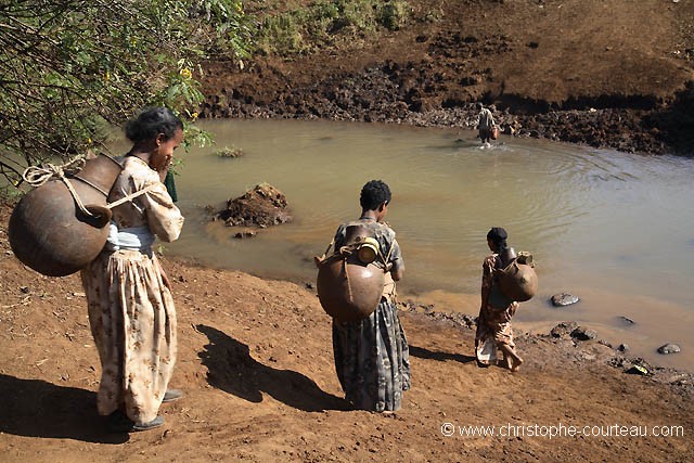 Transport de l'eau par des femmes Amara