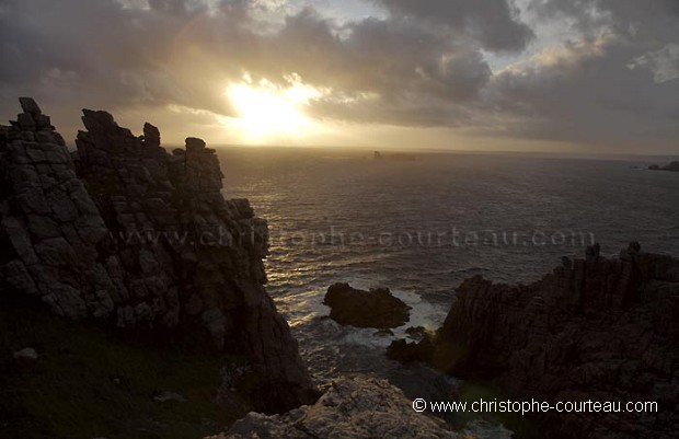 Pen-Hir Point at Sunset on the Crozon Peninsula. Brittany