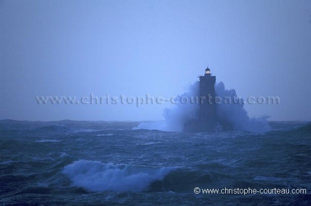 The Four Lighthouse in the Storm at night