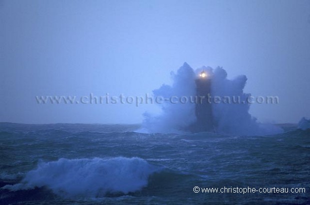 The Four Lighthouse in the Storm at night