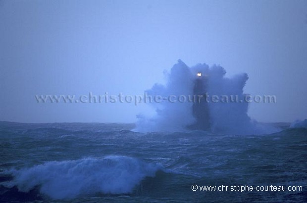 The Four Lighthouse in the Storm at night