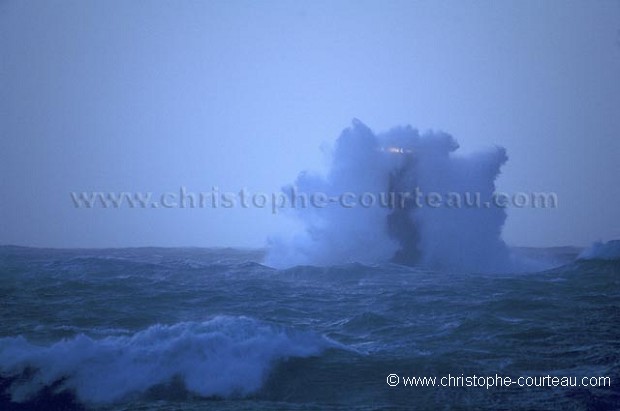 The Four Lighthouse in the Storm at night