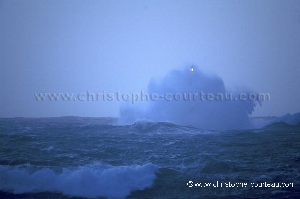 The Four Lighthouse in the Storm at night