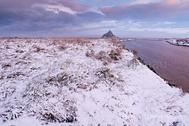 Mont Saint Michel Bay under Snow