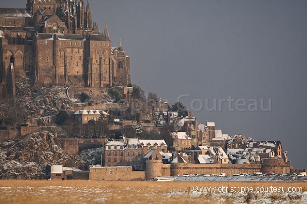 Mont Saint Michel Bay under Snow.