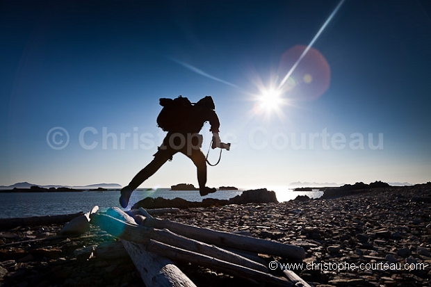 Photographer in action in arctic