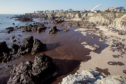 Le Pouliguen. Marée noire Erika. Janvier 2000