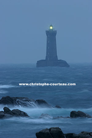 The Four Lighthouse at dusk.