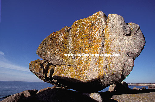 Rocher recouvert de lichen. Port de Trvignon